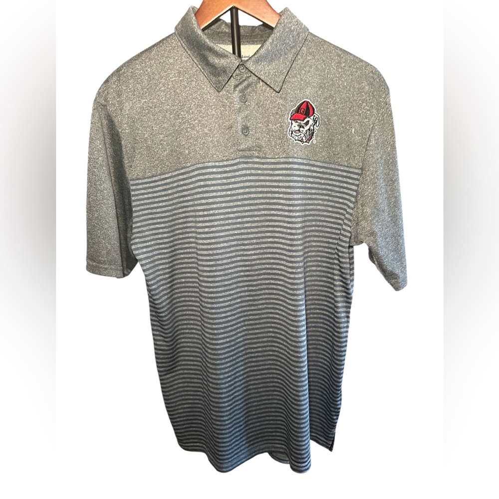 CHAMPION MEN'S UNIVERSITY OF GEORGIA SHORT SLEEVE POLO STRIPED SHIRT- MEDIUM